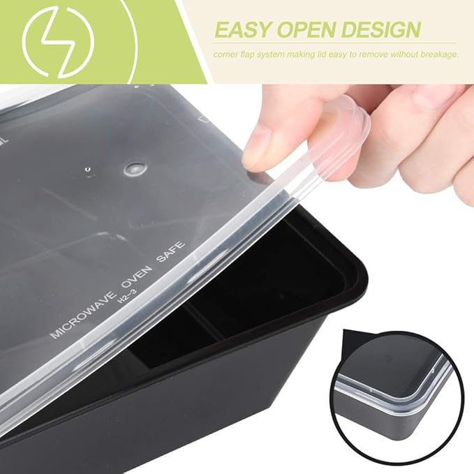 50-Pack Meal Prep Containers, 26 OZ Microwavable Reusable Food Containers - Image 5
