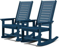 GREENVINES Outdoor Rocking Chairs | Set of 2 | Porch Rocker | HDPE Plastic | Blue | Oversized Rockers | High Back | Big & Tall | Ladder Back | for Patio Outside Backyard Balcony Garden by GreenVines