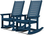 GREENVINES Outdoor Rocking Chairs | Set of 2 | Porch Rocker | HDPE Plastic | Blue | Oversized Rockers | High Back | Big & Tall | Ladder Back | for Patio Outside Backyard Balcony Garden by GreenVines