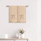 2 Pcs Brown Scalloped Hand Towels - Image 3