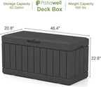 Patiowell 82 Gallon Resin Deck Box, Waterproof Large Wood Look Storage Box for Patio Furniture, Pool Accessories, Garden Tools and Sports Equipment, Lockable, Black - Image 6