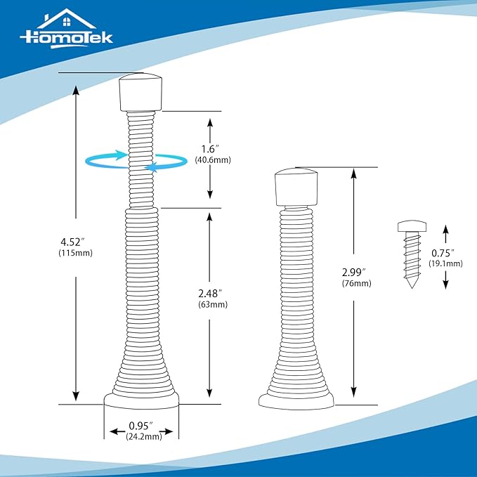 HOMOTEK 2 Pack Telescoping Spring Door Stoppers, Extended from 3-1/8 to 4-1/4 - Image 3