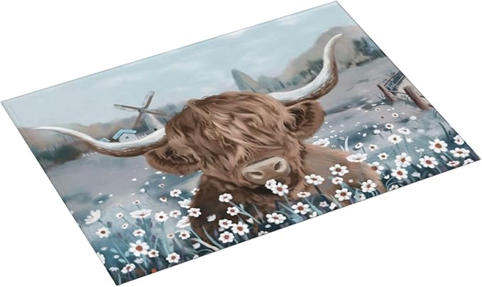 Cow Dish Drying Mat for Kitchen Counter Decor 18x24 Inch Floral Absorbent - Image 2