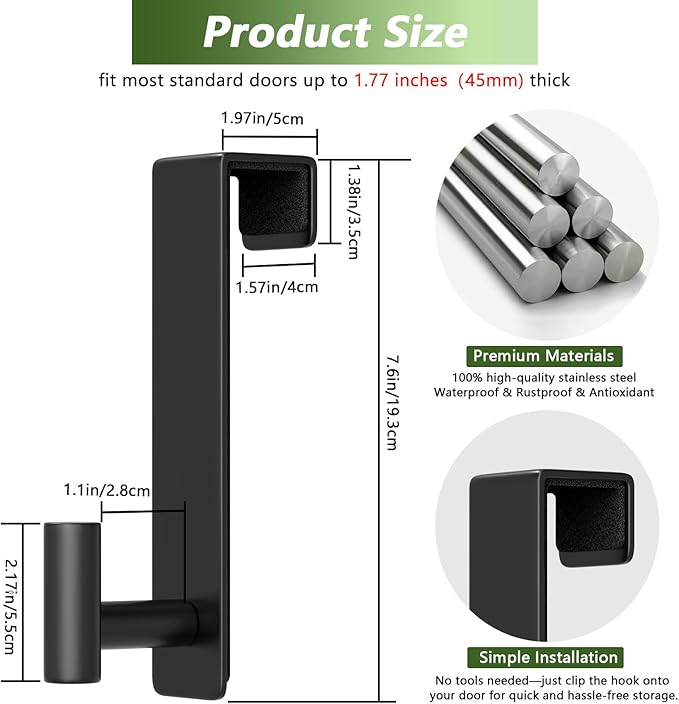 Heavy Duty Stainless Steel Over-Door Hook - Image 2