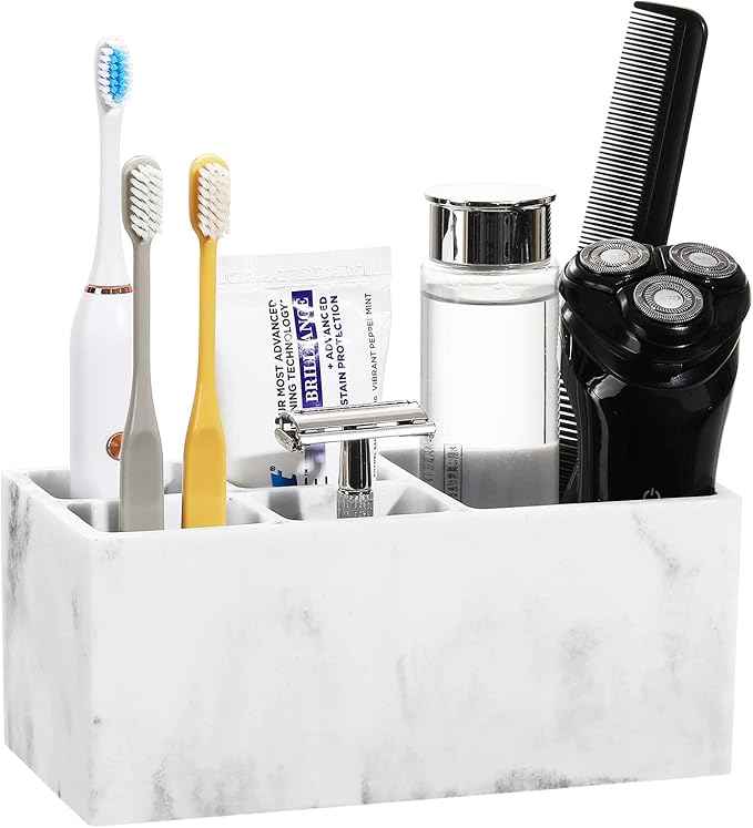 Luxspire Resin Toothbrush Holder, 5 Slots Hygienic Handmade Toothbrush Storage by Luxspire