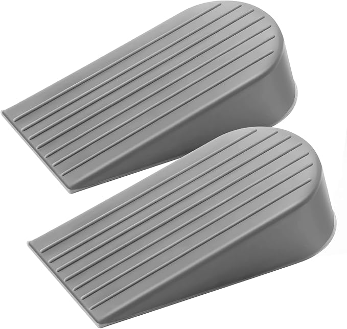 2 Pack Gray Extra Large Door Stopper, High 1.9 Inches Big Doors Stop by Crosize