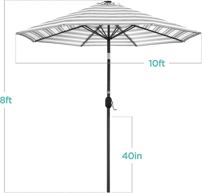 Best Choice Products 10ft Solar Polyester LED Lighted Patio Umbrella w/Tilt Adjustment and UV-Resistant Fabric - Image 7