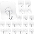 20 Pack Transparent Adhesive Hooks 33 lb 15KG Waterproof and Oilproof Reusable by SZYIKUER