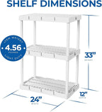 Gracious Living 2 Pack Light Duty Storage Shelves, Knect-A-Shelf 3-Shelf Ventilated Shelving Rack Organizer for Home, Garage, Basement, Laundry, White - Image 3
