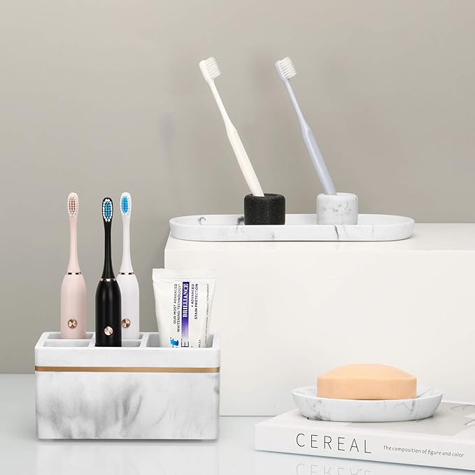 Shinowa Resin Toothbrush Holder, 5 Slots Hygienic Electric Toothbrush Holder - Image 7