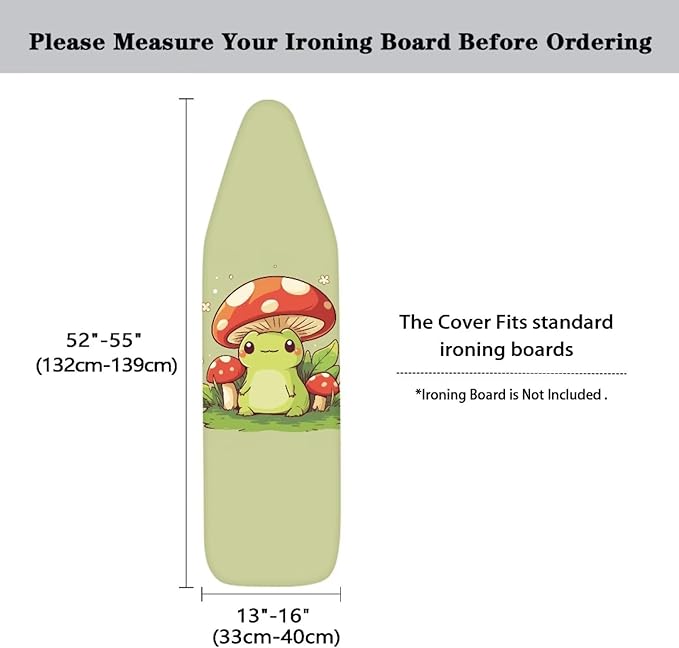 Cute Mushroom Frog Ironing Board Cover and Pad 15x54 Heavy Duty Padding - Image 6