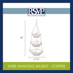 RSVP International Hanging Storage Collection 3-Tier Baskets, Copper Wire - Image 3