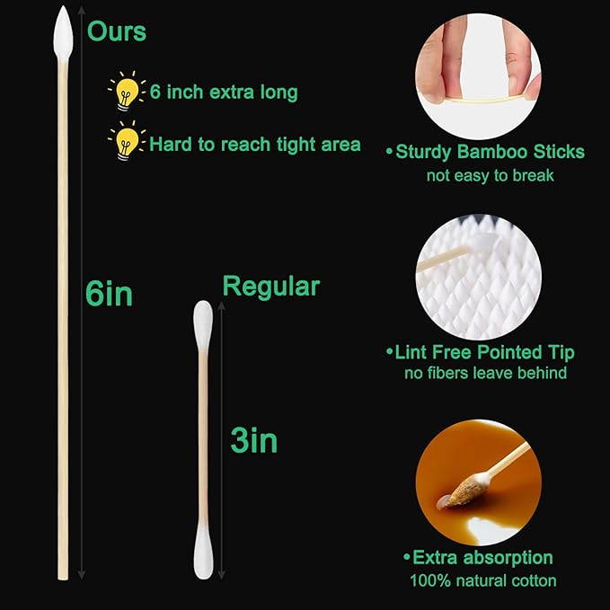 6 Inch Pointed Tips Cotton Swabs - Image 3