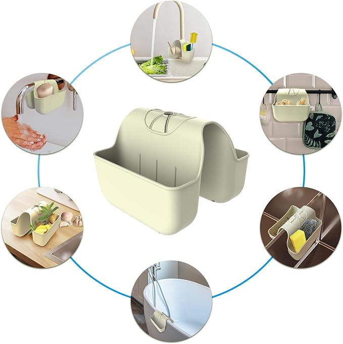 Sponge Holder for Kitchen Sink, Silicone Sink Saddle Caddy Organizer Rack - Image 5
