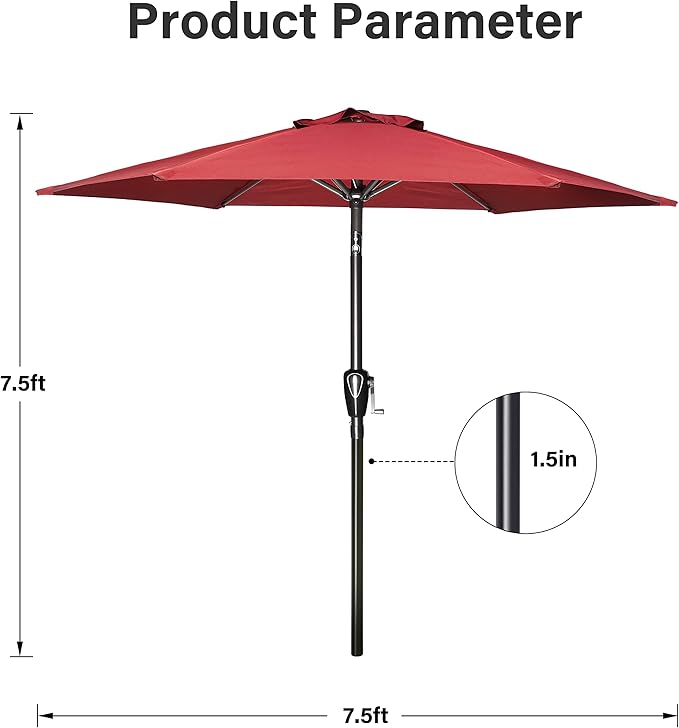 Simple Deluxe 9' Patio Umbrella Outdoor Table Market Yard Umbrella with Push Button Tilt/Crank - Image 2