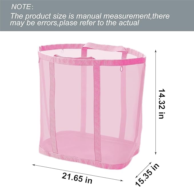 Mesh Bag with Handles, Collapsible Laundry Basket, Foldable Laundry Bag - Image 2