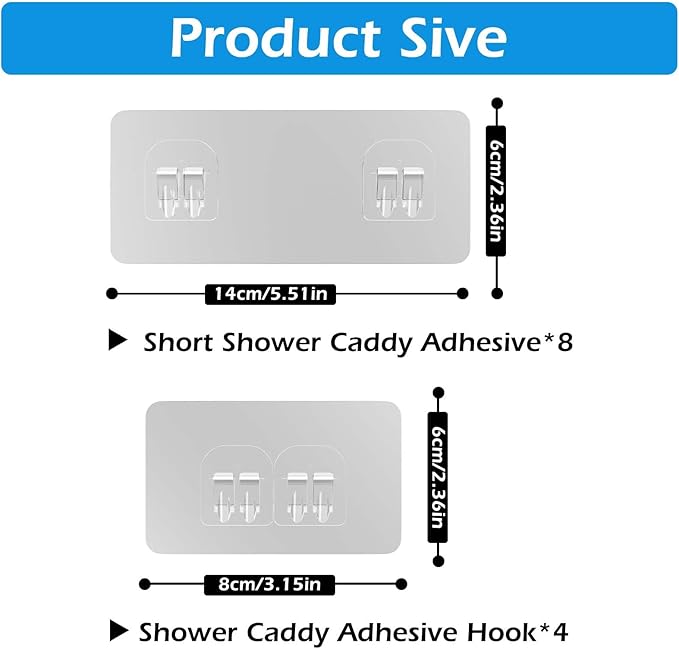 Lsnisni 12 Pack Shower Caddy Adhesive Replacement, Shower Adhesive Strips - Image 2