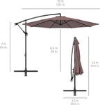 Best Choice Products 10ft Offset Hanging Market Patio Umbrella w/Easy Tilt Adjustment, Polyester Shade, 8 Ribs for Backyard, Poolside, Lawn and Garden - Deep Taupe - Image 7