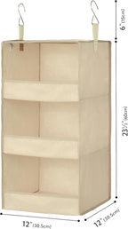 GRANNY SAYS 3-Shelf Hanging Closet Organizer, Khaki Closet Storage Hanging - Image 3