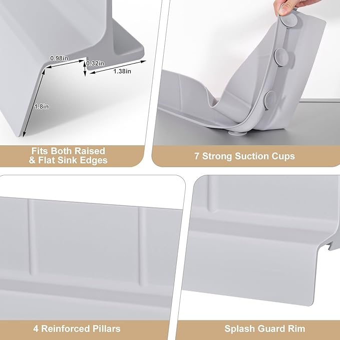Sink Splash Guard with Suction Cups, Silicone Water Guard - Image 5