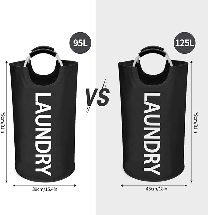 WOOHA 125L Large laundry basket, Collapsible laundry hamper, Tall Clothes - Image 2