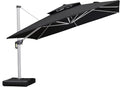 PURPLE LEAF 12 Feet Double Top Deluxe Square Patio Umbrella Offset Hanging Umbrella Cantilever Outdoor Market Umbrella Garden, Black by PURPLELEAF