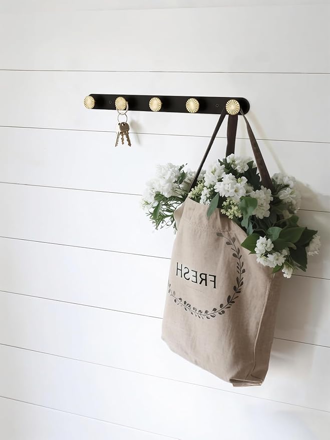 1 Pack Coat Rack Wall Mounted Gold Black Towel Hooks - Image 4