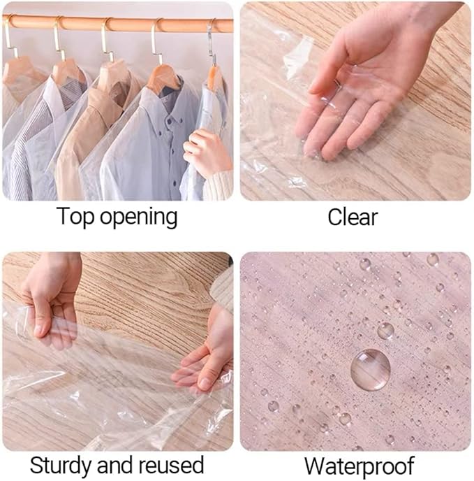 50 Pack 23.6x40inch Clear Plastic Clothes Covers - Image 3