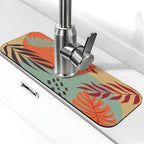 Boho Bohemian Abstract Floral Leaves Kitchen Sink Splash Guard Faucet Mat Super by Unknown