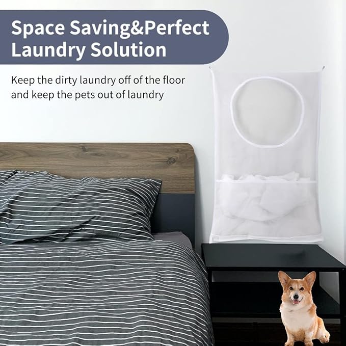 Hanging Laundry Hamper, Over The Door Laundry Hamper, Mesh Hanging Laundry Bag - Image 3
