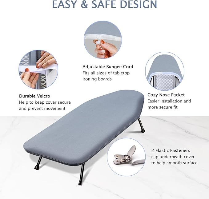 SheeChung 12.5"x32" Small Table Top Ironing Board Cover and Pad, Fits Mini - Image 3