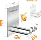 Adhesive Hooks, Stick on Stainless Steel Towel Robe Razor Wall Hooks - Image 2