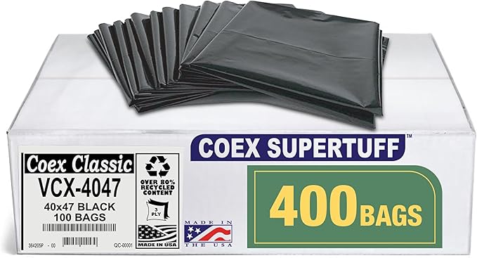 Aluf Plastics - Value COEX 3 Ply Garbage Bags, 45 Gallon, 1.25 Mil by AlufPlastics