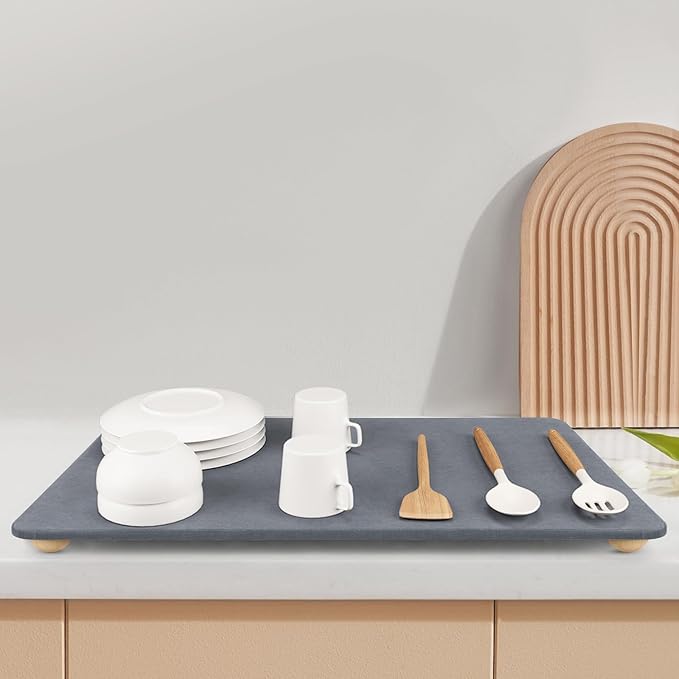 Stone Dish Drying Mat for Kitchen Counter, Heat Resistant - Image 4