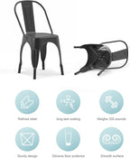 Nazhura Metal Dining Chair Farmhouse Tolix Style for Kitchen Dining Room Café Restaurant Bistro Patio, 18 Inch, Stackable, Waterproof Indoor/Outdoor (Sets of 4) (Black) - Image 4