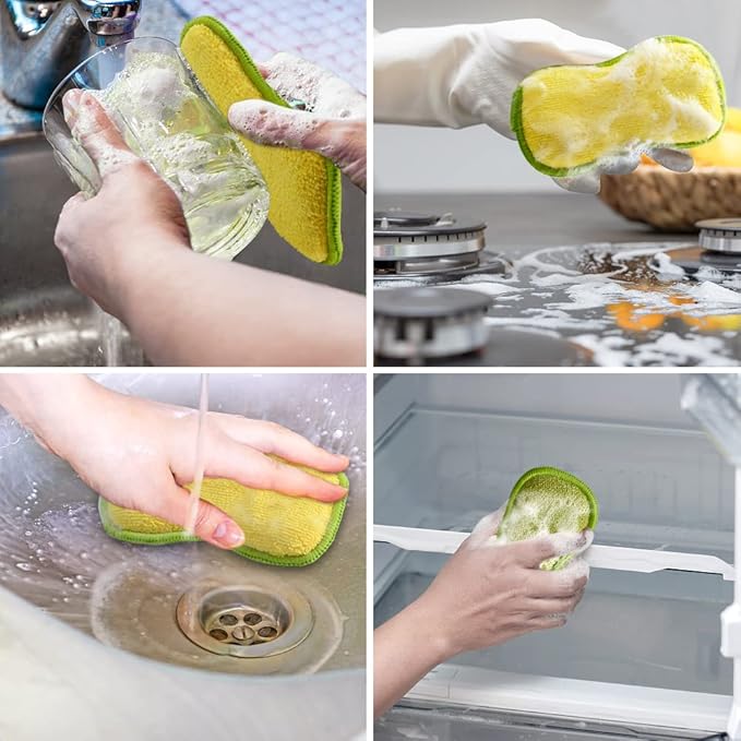 Multi-Purpose Scrub Sponges for Kitchen by SmilePowo Non-Scratch Microfiber - Image 3