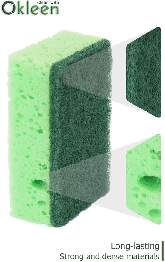 Green Multi Use Scrub Sponge. Made in Europe. 9 Pack, 4.3x2.8x1.4 inches. - Image 5