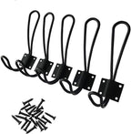 YMAISS 5 Packs of Rustic Heavy Duty Double Coat Hooks, Vintage Wall Mounted by YMAISS