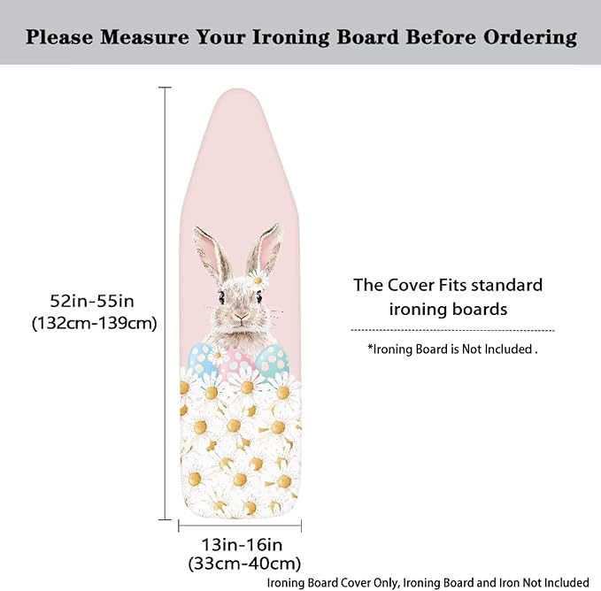 Daisy Easter Eggs Rabbit Ironing Board Cover 15x54 Inch Extra Thick Resistant - Image 5