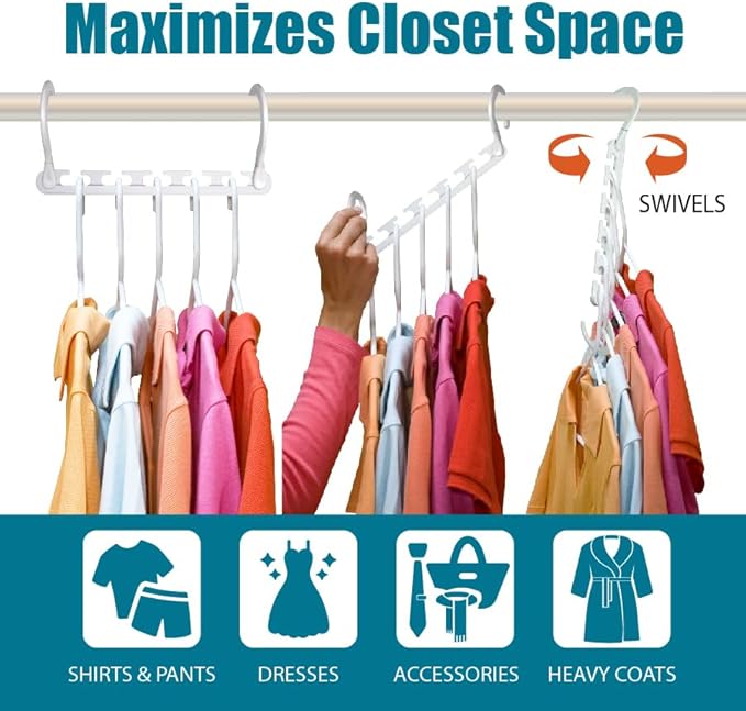 Wonder Hanger Max 20-Pack Space Saving Hangers, Reinforced Hooks Swivels 360° - Image 3