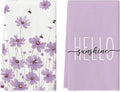 Artoid Mode Purple Flowers Bee Hello Sunshine Summer Kitchen Towels Dish Towels by ArtoidMode