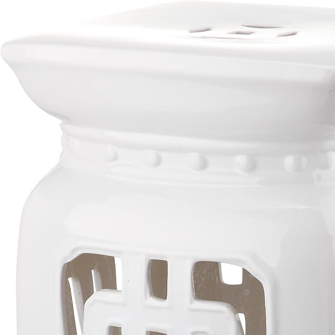 Safavieh Castle Gardens Collection Beijing Filigree Antique White Glazed Ceramic Garden Stool - Image 3