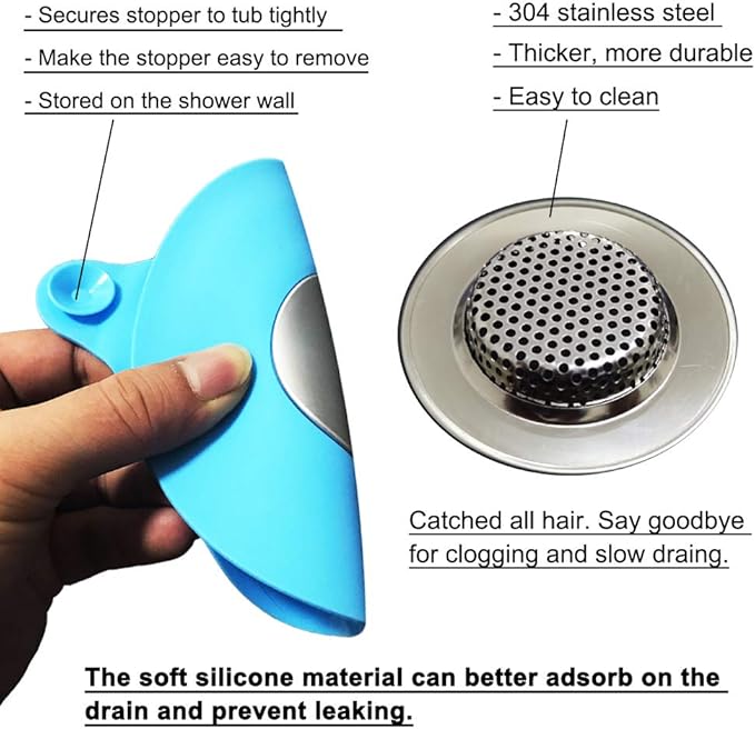 2PCS Bathtub Stopper Hair Catcher Kit, Bathtub Drain Strainer, Tub Stopper Plug - Image 4