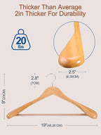 HOUSE DAY 19'' Extra Wide Shoulder Wooden Hangers 6 Pack, Premium Large Wood - Image 9