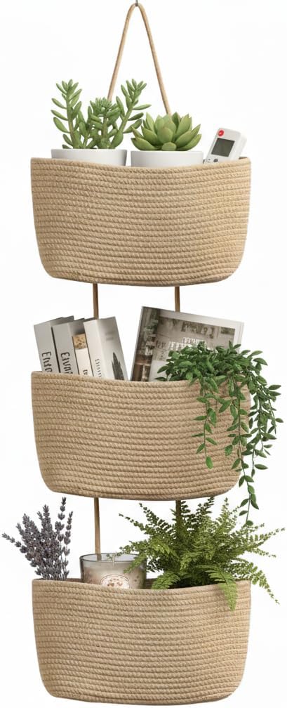 Over the Door Organizer, 3-Tier Hanging Storage Basket by Britwicfr