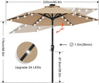 ABCCANOPY Durable Solar Led Patio Umbrellas with 24LED Lights 7.5FT with 6 Sturdy Ribs (Tan) - Image 3