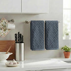 Artoid Mode 2 Pcs Grey 3D Diamond Grid Jacquard Hand Towels - Image 3