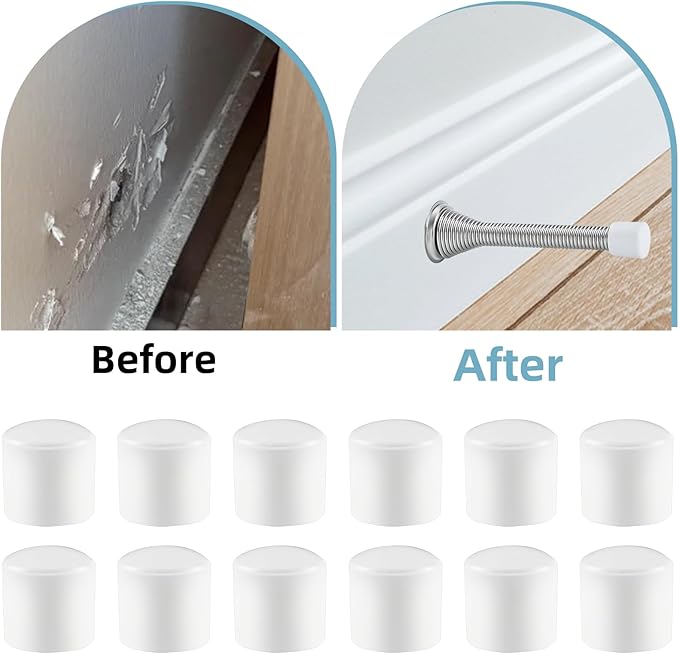 25 Pack Door Stop Tips & Caps 0.39" White Rubber Door Stop Replacement - Image 4