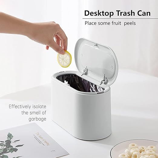 SUBEKYU Mini Trash Can with Lid, Small Desk Trash Can, Countertop Mini Garbage - Image 6