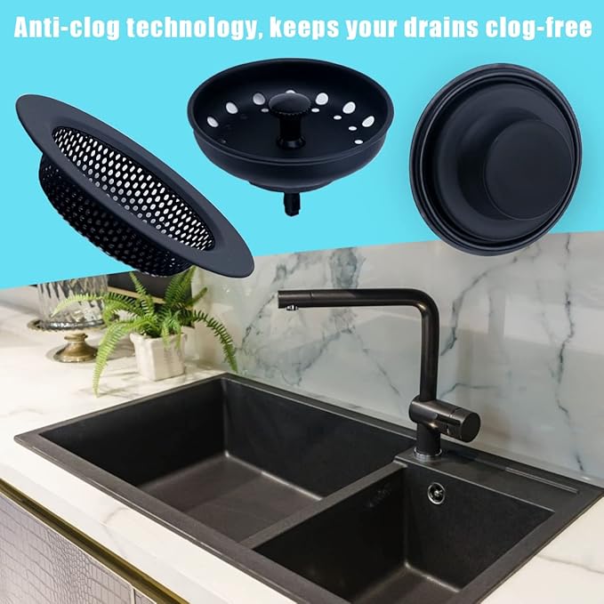 3 Pieces Kitchen Sink Stopper Strainer, 3 in 1 Kitchen Sink Basket Strainer - Image 7